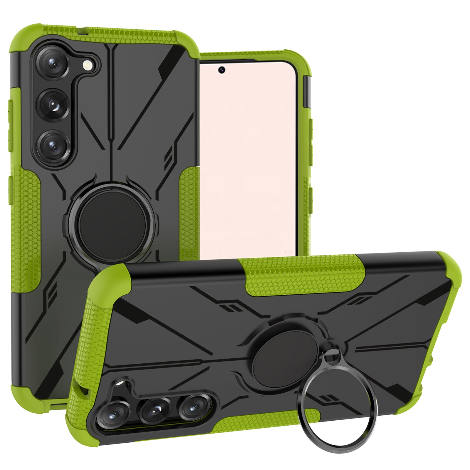 For Samsung Galaxy S23 Hard PC Soft TPU Hybrid Case Anti-scratch Phone Cover with Ring Kickstand For Samsung Galaxy S23 Hard PC Soft TPU Hybrid Case Anti-scratch Phone Cover with Ring Kickstand